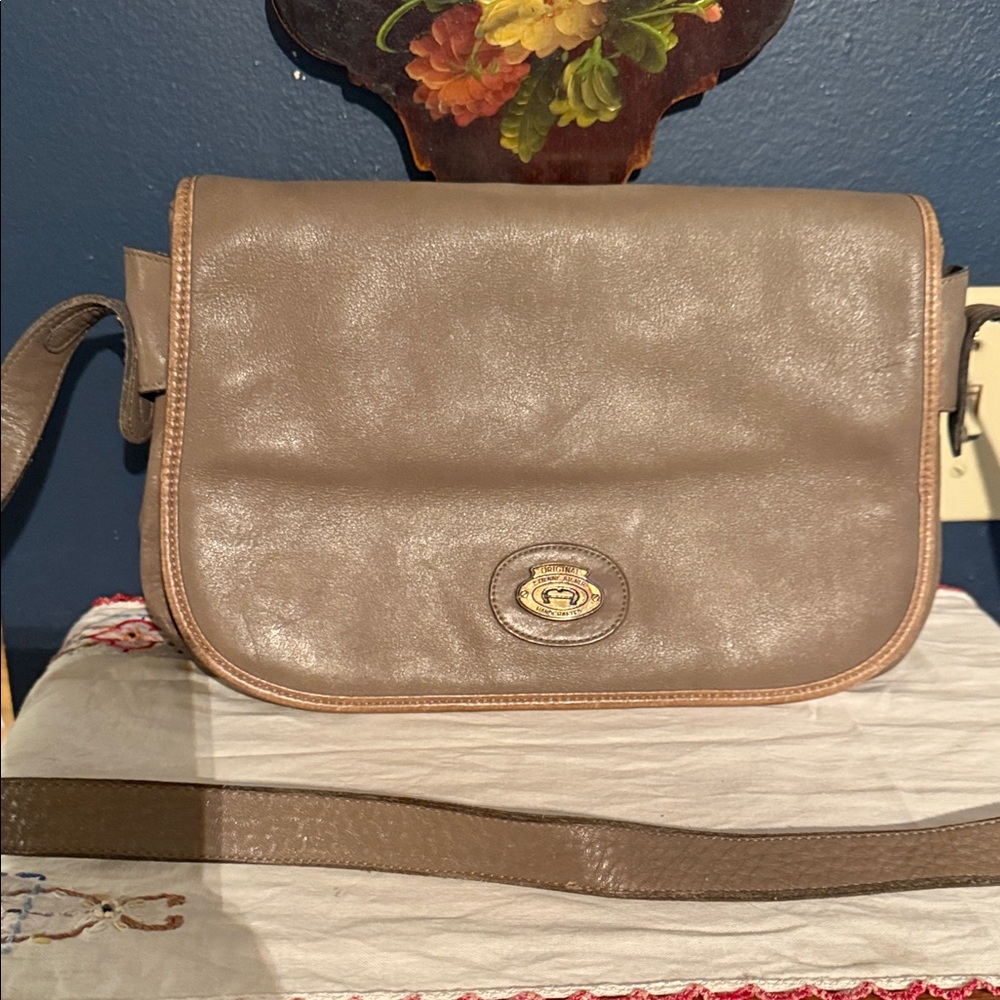 Etienne Aigner Taupe Leather Crossbody Bag